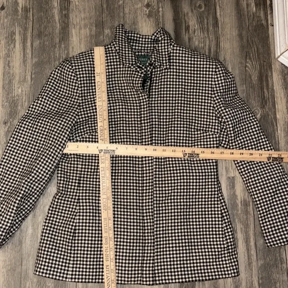 Ralph Lauren 100% Wool Jacket Houndstooth Women's Size 10 - Picture 4 of 7